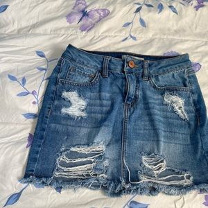 Blue ripped skirt